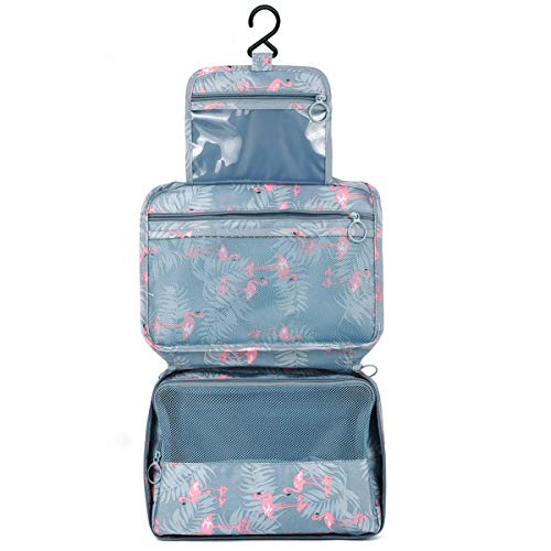 Hanging Travel Toiletry Bag, Astory Waterproof Cosmetic Bag Makeup Travel Organizer Folding Portable Wash Bag for Women and Girls (Flamingo)