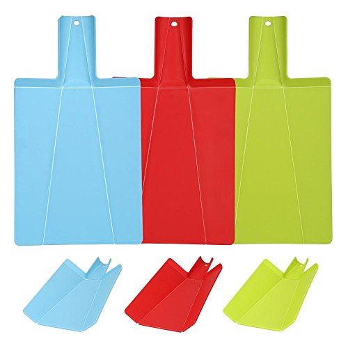 3er Set culinario Schneidebrett Farfalla - klapp- und faltbar, in grün, rot und blau