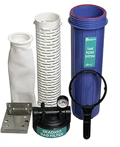IONIX Whole House Water Filter & Bag Filter Assembly, Bag Filter 20 inch 5 Micron , Tank Filteration Systems ,Sediment Bag Filter , 1 Piece, Blue (1 Inch in-Out with SS mouting Plate)
