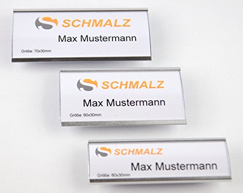placas identificativas SET COMPLETO  Plata leichtemtall  con extra fuerte 3 Capas Im  n  MODA Arqueado aluminio anodizado Transparente Protectora  NOMBRE Diferentes tama  os  Name Badge para la ropa 