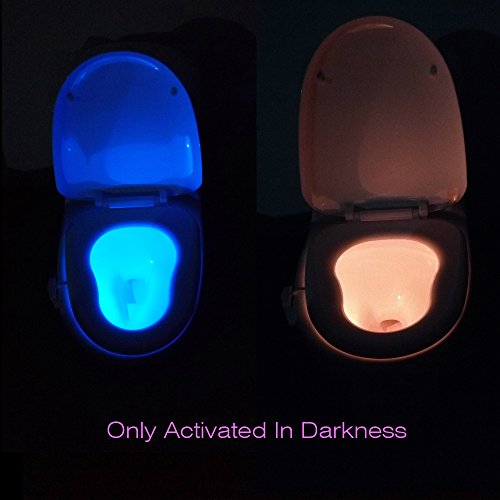 JESWELL Led Toiletten Licht WC Nachtlicht mit Bewegungsmelder für Kinder Eltern Badezimmer Hause, 8 Farben Wechsel, Batteriebetriebenes (Upgrade) - 8