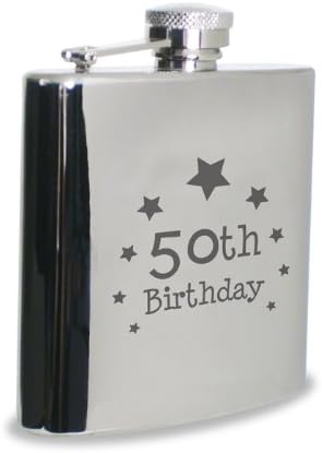 Hip Flask - 50th Birthday Design, Stainless Steel, Hipflask For Men, Birthday Gifts