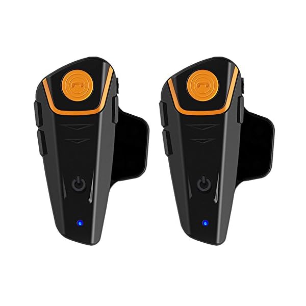 Qaurora BT-S2 1000 M Bluetooth Headset Impermeable, Casco Intercomunicador Interphone Móvil para 2 o 3 Jinetes y 2,5 mm de Audio para Walkie Talkie GPS (2 Pieza)