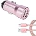 Price comparison product image NWNK13® Rose Car Charger 2 Port USB Car Adapter Chargers 12V 24W 3.4A Compatible for HUAWEI P20/P20 PRO/P20 LITE/ P9 P10 Plus/Mate 20/10/9