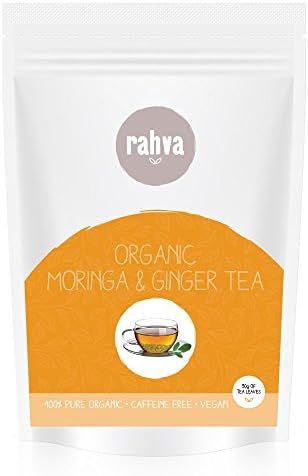 Moringa & Ginger Tea Leaves - Rahva Certified Organic Moringa Leaf Vegan Infusion - 50g Moringa Tea Leaves