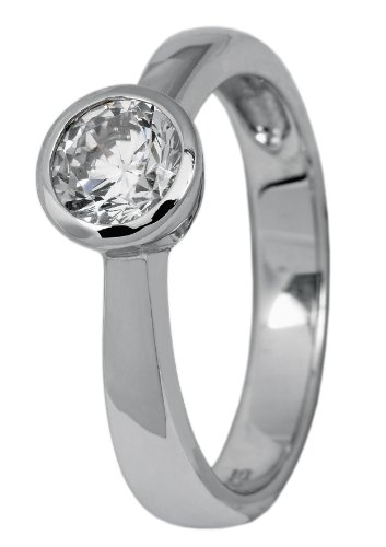Burgmeister Jewelry Damen-Ring 925/-Sterling Silber rhodiniert, 1 Zirkonia JBM1025-121