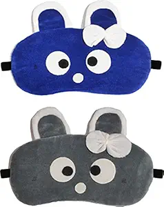 JUZZII Velvet Cute Baby Doll Sleeping Eye Shade Mask for Women Girls Kids Boys - (Blue- Grey) Model-No.52-51