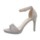  Ital-Design Damenschuhe Sandalen & Sandaletten High Heel Sandaletten Synthetik Hellgrau Gr. 38