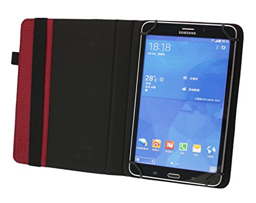 Emartbuy® Alcatel One Touch Pixi 3 ( 8.0 ) 4G 8 Zoll Tablet Universal ( 7 – 8 Zoll ) Gepolsterte Design Burgandy 360 Grad rotierende Stand Folio Geldbörse Tasche Hülle + Schwarz Eingabestift - 4