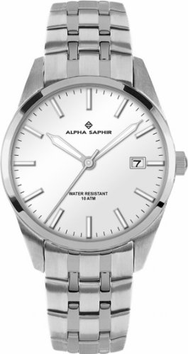 Alpha Saphir Herren-Armbanduhr XL Analog Quarz Edelstahl 379H Alpha Saphir Herren-Armbanduhr XL Analog Quarz Edelstahl 379H