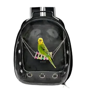 BURAQ Bird Carrier Backpacks Astronaut Space Transparent Capsule Breathable Airline-Approved, Ventilated Bag for Travel, Hiking and Outdoor for Birds Puppies & Cats (Black)