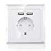 Produktbild SHOOT USB Schuko Steckdose mit 2 x USB 230V 220V WEISS, Laden aller mobilen Geräte Ipod Iphone Ipad Smartphone MP3 Passent in standart Unterputzdose unterputz