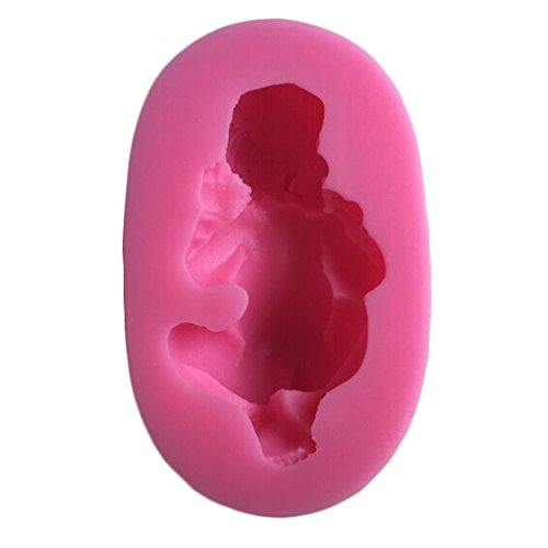 LYNCH 1Set Schlafen Baby Und Engels-Flügel-Typen Silikon Backform Schokolade Fondant-Form,Rosa - 4