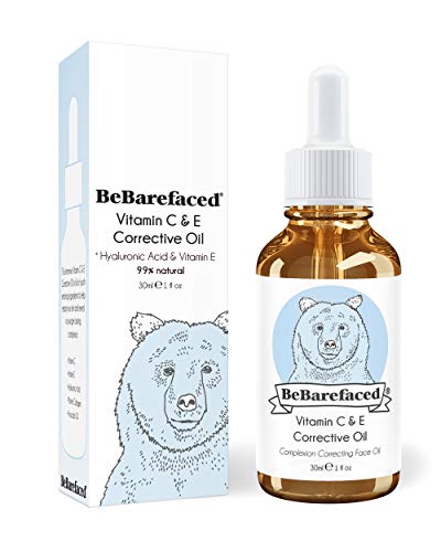 Aceite facial de vitamina E de BeBarefaced - Serum nocturno de vitamina C con ácido hialurónico