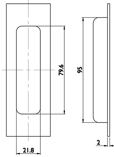 GedoTec® Muschelgriff eckig Einlassgriff Griffschale Modell LEA | Edelstahl matt gebürstet | 120 x 40 mm | Schiebetürgriff ohne Lochung | Markenqualität für Ihren Wohnbereich - 2