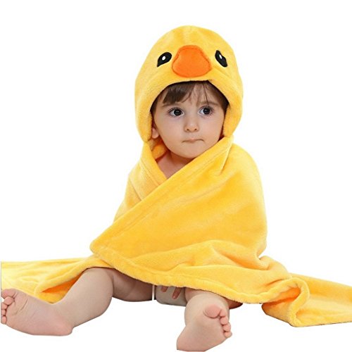 DINGANG Kids Baby Bath Towels Cute Duck Hooded Ultra-soft Flannel Bathing Wrap Blanket,0-6 Years Old