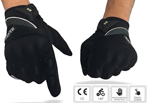 Approved Motorcycle Gloves for Motorcycle motorbike and Scooter - 1KP Certified Touch Glove as per European Standard CE - Leather and Fabric - Unisex and Middle Season -