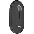 Logitech Pebble Mouse 2 M350s Slim Bluetooth Wireless Mouse, Portable, Customisable Button, Quiet Clicks, 4K DPI, 24-month battery, Easy-Switch for Windows, macOS, iPadOS, Android, Chrome OS -Graphite