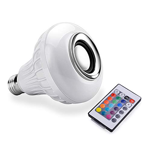 Lampadina Altoparlante Bluetooth LED - VICTORSTAR Lampadina con Altoparlante Bluetooth e Telecomando a Chiave 24 Bianco e 15 Colori Illuminazione 9W E27