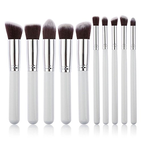 10pcs Makeup Brushes Set Foundation Eyeshadow Brushes (White)