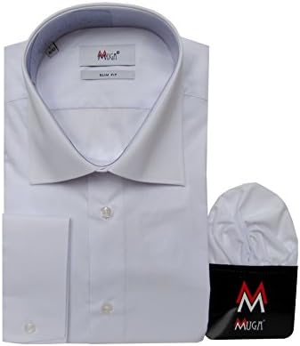 MUGA Long sleeve shirt, Slim-fit, White, Size L