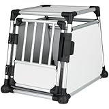 Trixie 39341 Transportbox, Aluminium, M (55 x 62 x 78 cm), Aluminum Gray/Black
