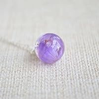Lila Vergiss Mich Nicht Myosotis Echte Blume In Glas Kugel 925 Sterling Silber Halskette 45cm Länge