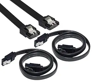 Wizzo (Pack of 2 Pieces) SATA III (SATA 3) Data Cable 50cm 1.5GB/s, 3GB/s, 6GB/s for Internal Hard Disk Drive HDD, SSD & DVD Writer (with Locking Latch) Black