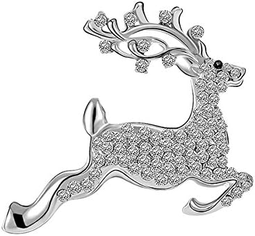 Glamorousky Cute Sika Deer Brooch with White Austrian Element Crystal (24224)