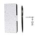 Produktbild Huawei P8 Lite 2017 Hülle, Huawei P8 Lite 2017 Schutzhülle, Alfort 3 in 1 Lederhülle Bling Glitter Fashion Design Premium PU Leder Hohe Qualität Tasche Case Cover Kasten Abdeckung Wallet für Huawei P8 Lite 2017 5.2" Smartphone Funktion Standfunktion Unterstützte Telefone und Magnetverschluss ( Weiße Sterne ) + Alfort Schwarz Stylus Pen + Netter Staub Stecker