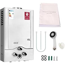 Scaldabagno A Gas Portatile Per GPL - 6L, 12KW, Per Esterno, Campeggio E Camper - Con Maniglia E Tendalino