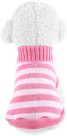 Striped Dog Turtleneck Sweater,Akemiao Pet Winter Warm Knitwear Knit Clothes (XL)