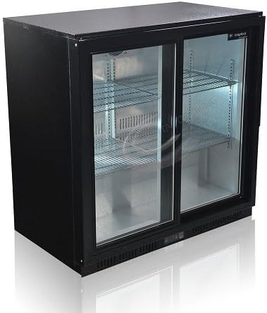 PRIMO 2 - Sliding Double Door Back Bar Bottle Cooler - Black