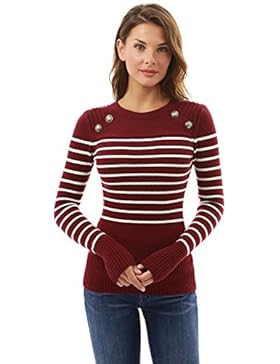 PattyBoutik Damen crewneck gestreift militärischen Pullover