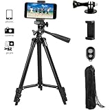 Adurei - 102cm Aluminium Dreibein Stativ für Kamera, Gopro und iPhone, mit universellen Smartphone Halterung und Bluetooth Fernbedienung