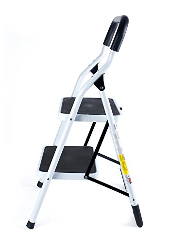 Pavo PREMIUM Trittleiter, Klapptritt aus Stahl – 2 Stufen mit Anti-Rutschmatten, 8041763 - 4