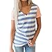 Produktbild V-Ausschnitt Damen Tops CLOOM Casual T-Shirt Urlaub Hemd Basic Gestreift Oberteil Niedlich Streetwear Frauen Blusen Hemdbluse Raglan Sport Pullover Jumper Kurzarm Tuniken (Blau, L)