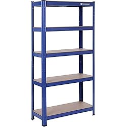 SONGMICS 180 x 90 x 40 cm, Étagère de Rangement, Charge Lourde, en Acier, Résistant, Clipsable, 5 Niveaux, Tablette en MDF, Capacité de 875 kg, Garage GLR40Q