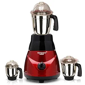 Rotomix MRFTA21 1000-Watt Mixer Grinder with 3 Jars (1 Wet Jar, 1 Dry Jar and 1 Chutney Jar) - Black Red.Make in India