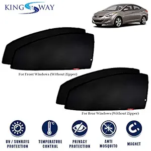 Kingsway Car Magnetic Sun Shades/Curtains for Hyundai Elantra (Model Year : 2015 Onwards) (No Zips in Any Sunshade)