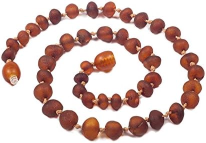 Amber Necklace 32-34 cm with Free Baltic Amber Pendant ✸ End of Line Clearance - Up to 30% OFF RRP ✸ 100% Genuine Premium Baltic Amber Beads (Cognac Unpolished)