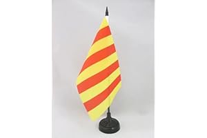 AZ FLAG - Drapeau De Table Comté de Provence 21x14 cm - Petit Drapeau Provençal De Bureau 100% Polyester Avec Hampe De 25cm Et Socle En Plastique Noir