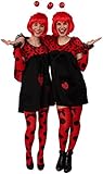 Marienkäfer Kostüm in schwarz-rot für Damen | Gr. 34 | 2-teiliges Käfer Kostüm für Damen | Plüsch Kostüm für Frauen | Tier Plüsch Kostüm für Karneval