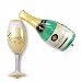 Produktbild Kit 2 x Folienballon Fußball aufblasbar Flasche Champagner + Kelch Geburtstag Party