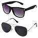 Silver Kartz Classic Combo Wayfarer Aviator Unisex Sunglasses (AV033|40|Black) RS.345.00