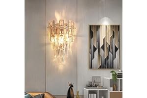 SXTIGER Nowoczesna kryształowa lampa ścienna, kryształowa lampa ścienna E14, do sypialni salonu kuchni korytarz schody restauracja hotel oświetlenie (szampańskie złoto)