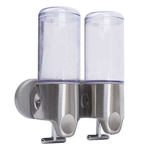 lowmany Wand montiert Badezimmer Küche Seifenspender chrom, Dusche Shampoo Lotion Spender Single/Double/Triple 500 ml/500mlx2/500mlx3 Double - 4