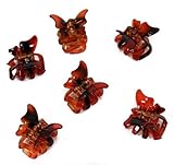 Set of 6 Mini 2cm Butterfly Hair Claws/Clips - Brown