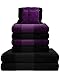 Produktbild Liness 10 tlg Handtücher Set schwarz lila 4 Handtücher 50x100 cm 2 Handtücher lila 2 Handtücher schwarz 2 Duschtücher Badetücher 70x140 cm schwarz 4 Waschhandschuhe lila schwarz 100% Baumwolle Duschtuch Badetuch Handtuch Set lila schwarz