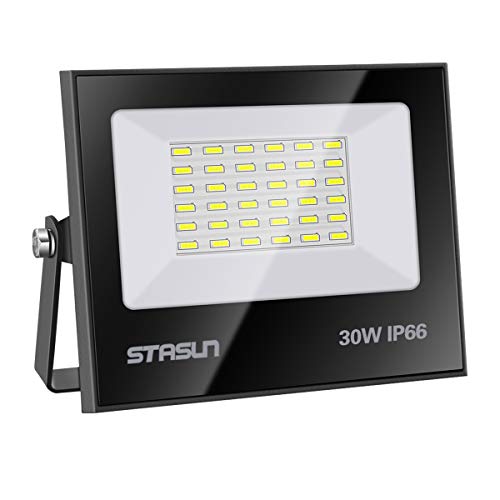 STASUN Focos Led Exterior 30W, Luz de Inundación, 6000K Luz del día blanco, 2700LM, Impermeable IP66 Floodlights, Garantía de 24 Meses